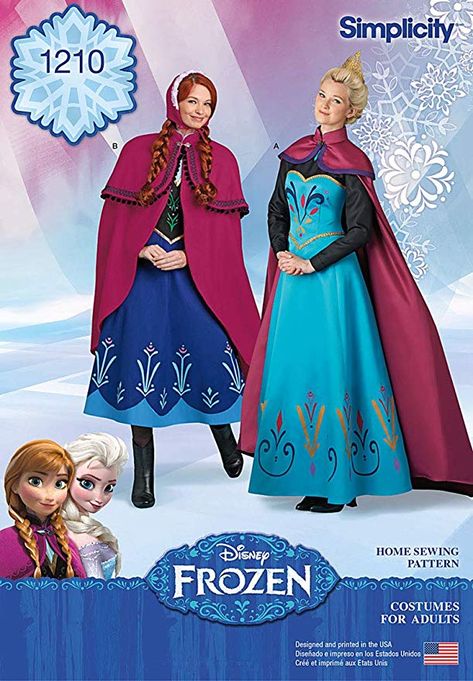 Amazon.com: Simplicity 1210 Disney's Frozen Elsa and Anna Women's Halloween Costume Sewing Patterns, Sizes R5 (14-22): Gateway Elsa Coronation Dress, Halloween Costume Sewing Patterns, Frozen Costumes, Frozen Pattern, Elsa Coronation, Anna Costume, Coronation Dress, Elsa Cosplay, Costume Disney