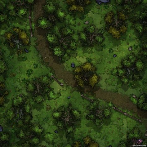 Great for roll20! Visit https://patreon.com/dicegrimorium for more. #dnd #map #dungeonsanddragons #battlemap #fantasy #dungeon #forest #winding #path #woods #woodland #5e #5eart #5emap #environment #adventure #magic #outdoors #wilderness #plains #forgottenrealms #roll20 #fantasygrounds #gameart #art #tabletop #rpg #pathfinder #heroclix #encounter #grid #miniatures #cartography Ttrpg Map, Wood Path, Forest Map, Fantasy City Map, Dnd World, Dnd World Map, Building Map, Dungeon Master's Guide, Battle Map