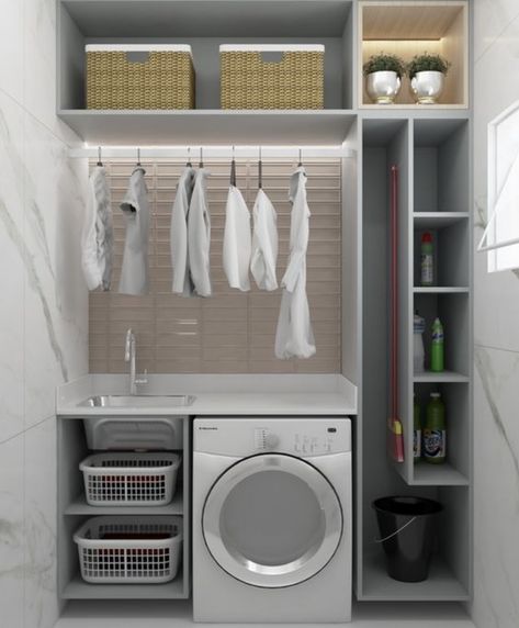 Apartment Laundry Room, Apartment Laundry, Small Utility Room, Utility Room Designs, Stylish Laundry Room, Dream Laundry Room, Laundry Room Closet, Laundry Room Layouts, Laundry Design