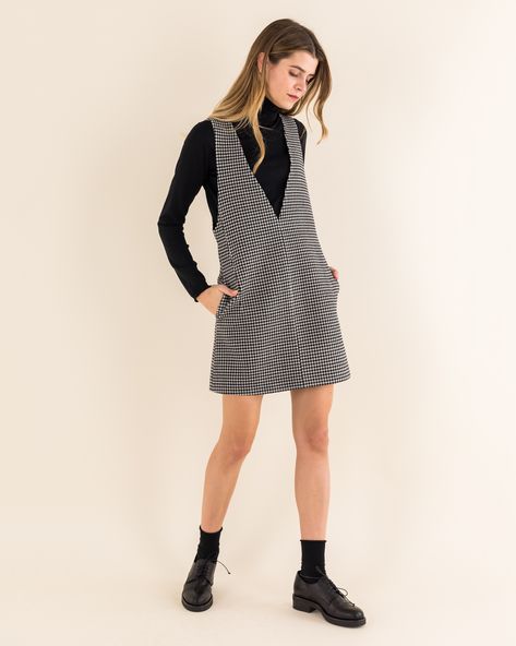 A Frame Dress, Deep V Pinafore Dress, Wool Pinafore Dress, Pinafore Dress Outfit Winter, V Neck Pinafore Dress, Wool Pinafore, Blue Pinafore Dress, Pinafore Dress Outfit, Pinafore Outfit