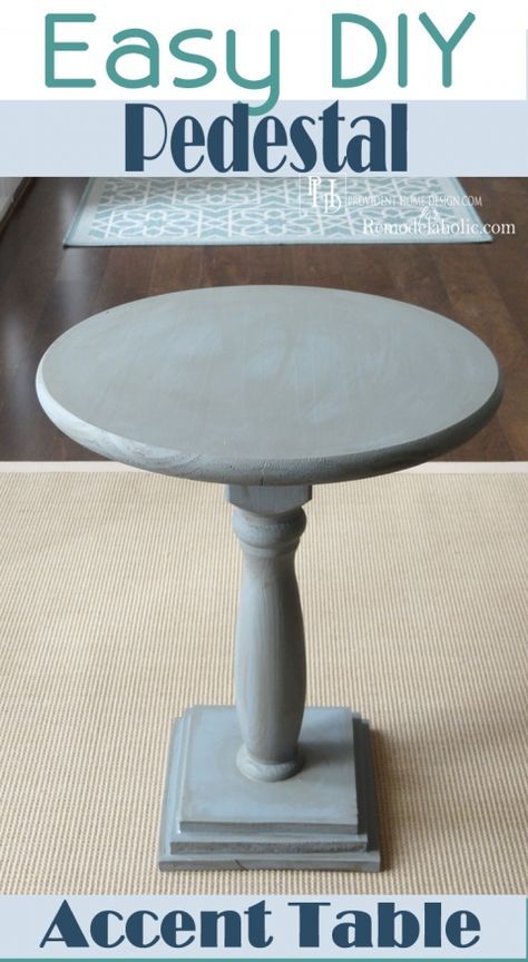 Easy DIY Pedestal Accent Table | Remodelaholic.com Diy Pedestal, Diy Home Decor For Apartments, Diy Side Table, Diy End Tables, Building Furniture, Plywood Furniture, Furniture Side Tables, Pedestal Table, Couch Furniture