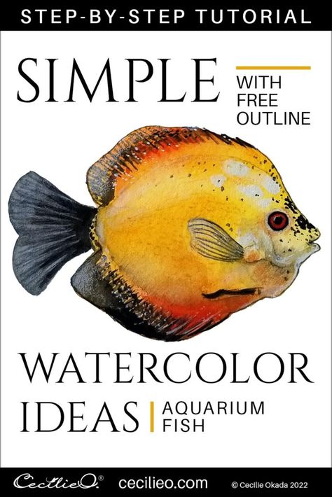 Pictures Of Fish To Paint, Fishing Watercolor Easy, Watercolor Fish Tutorial, Simple Watercolor Paintings Flowers, Watercolour Fish Paintings, Watercolor Fish Simple, Simple Watercolor Paintings For Beginners Ideas, Small Watercolor Paintings Easy, Animals Watercolor Paintings