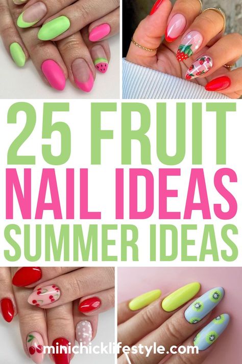 fruit nails Fruit Nail Ideas, Watermelon Nail Designs, Nail Ideas For Summer, Fresh Manicure, Fruit Nail Designs, Fruit Nails, Fruit Nail, Lemon Nails, Beachy Nails