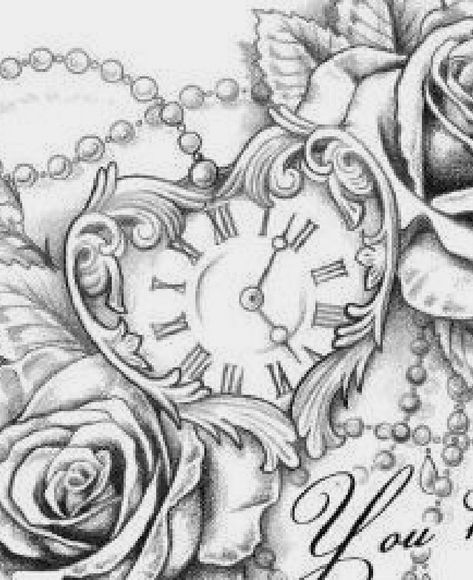 Heart Shaped Clock Tattoo, Pocket Watch Drawing, Clock And Rose Tattoo, Hand Holding Rose, Locket Tattoos, Random Tattoos, Flash Ideas, Watch Drawing, Clock Tattoo Design