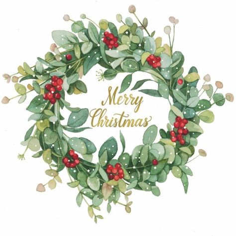 Christmas Wreath Painting, Christmas Wreath Art, Christmas Wreath Illustration, Winter Karten, Christmas Card Art, Merry Christmas Wishes, Advocate Art, Watercolor Christmas Cards, Watercolor Christmas