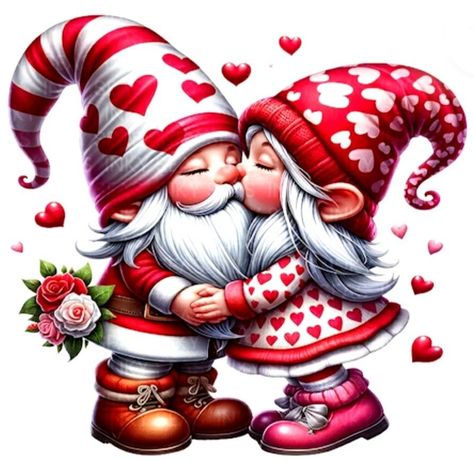 Image St Valentin, Holiday Party Crafts, Gnome Wallpaper, Gnome Pictures, Valentine Picture, Merry Christmas Wallpaper, Valentine Images, Valentines Art, Gnomes Crafts