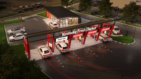 KFC to open drive-through-only restaurant in Newcastle Kfc Restaurant, Restaurant Exterior Design, Outdoor Eating Area, Quick Service Restaurant, Food Drive, Outdoor Eating, Branding Ideas, Drive Thru, Drive Through