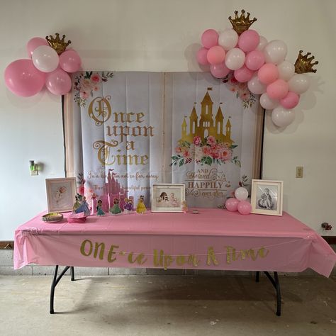 First Birthday Party Princess Theme, Royal Princess First Birthday Party, 1st Birthday Princess Party, Princess Birthday Party One Year Old, Princess Birthday Diy Decorations, Pretty Princess Birthday Party, Once Upon A Time 2nd Birthday Party, Once Upon A Time Princess Party, One Year Old Princess Birthday Party