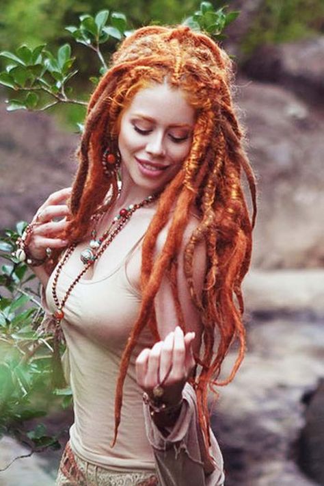 Dreadlocks Today: 45 Hairstyles For Creative Ones| LoveHairStyles Women With Dreads, Ginger Dreads, Long Dreadlocks, Hippie Dreads, Dreadlocks Girl, Dreads Girl, Beautiful Dreadlocks, Hippie Lifestyle, Dread Hairstyles