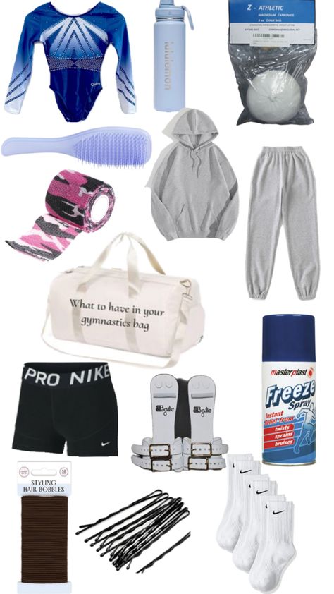 Gymnastics Bag Essentials, Gymnastics Bags, Gymnastics Dance, Cute Workout Outfits, Hair Bobbles, Bag Essentials, Essential Bag, Workout Outfits, What To Pack