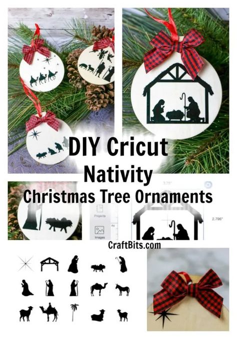 All new craft ideas from CraftBits.com! Nativity Christmas Tree, Hanger Snowflake, Cricut Ornaments, Hanger Christmas, Wood Nativity, Christmas Decs, Diy Nativity, Cricut Christmas Ideas, Christmas Cricut