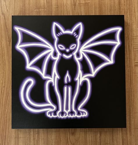 Happy Friday the 13th! Enjoy my newest painting I just finished 🐈‍⬛💜🦇 a neon light catbat! This is probably going to tank my views since it’s outside of my “normal niche”, but I love painting in this style, and it’s too cool not to share. Acrylic paint on a 20x20 gallery stretched canvas #doublevisionstudio #neon #neonlight #cat #bat #spooky #spookyseason #spookyart #spookyaesthetic #halloween #halloweendecor #halloweenart #halloweenaesthetic #halloweenallyear #halloweenallyear #halloween... Neon Acrylic Painting, Bat Painting, Happy Friday The 13th, Neon Painting, Friday The 13th, Halloween Bats, Love Painting, Halloween Art, Neon Lighting