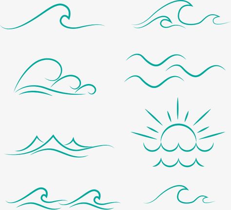 Drawings Of Waves, Waves Tattoos For Women, 3 Waves Tattoo, Wave Drawings, Wave Simple Drawing, How To Draw A Wave, Tattoo Sea Waves, Wave Doodle, Sea Wave Tattoo