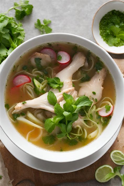 Betr Crockpot Gut Healing Pho Betr Recipes, Bowl Of Pho, Radish Sprouts, Vietnamese Soup, Pho Bowl, Feeling Under The Weather, Basil Chicken, Under The Weather, Gut Healing