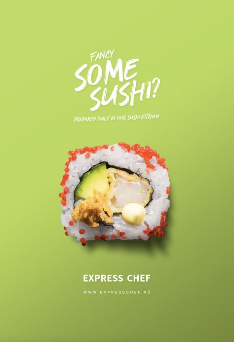 Sushi Poster, Poster Green, Chef, Green