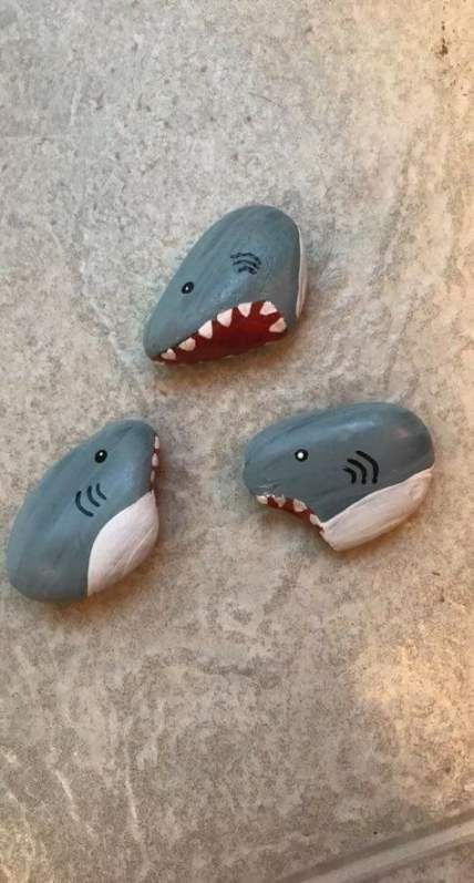 Ideas For Painting Rocks, Painting Rocks Ideas, Shark Painting, Ideas For Painting, Painted Rocks Kids, Painted Rocks Craft, Painted Rocks Diy, Rock Painting Ideas Easy, Rock Painting Patterns