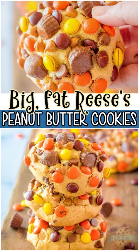 Reeses Desserts, Reese's Recipes, Reese's Pieces Cookies, Velvet Recipes, Reeses Cookies, Peanut Butter Cup Cookies, Bake Goods, Baking Fun, Peanut Butter Desserts