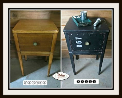 Industrial Furniture Wood, Steampunk Bedroom, Dresser Makeovers, Steampunk Furniture, Metal Nightstand, Faux Metal, Stencil Projects, Steampunk Decor, Vintage Industrial Furniture