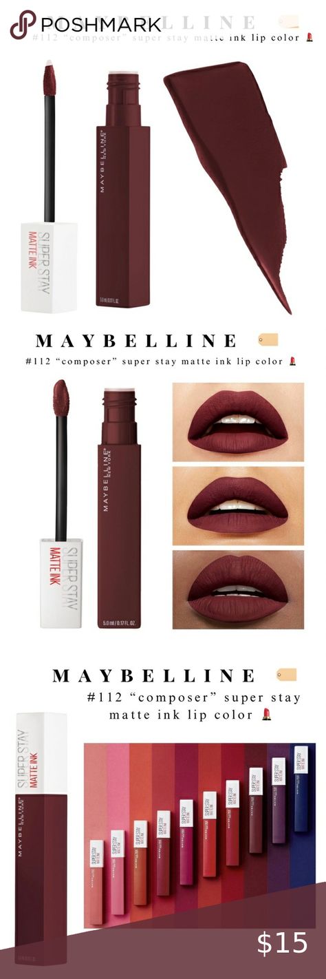 ️ Maybelline Super Stay dark red Composer matte finish liquid ink lipstick Dark Red Brown, Liquid Ink, Price Increase, Lipstick Color, Maybelline Super Stay, Lipstick Colors, Liquid Lipstick, Makeup Remover, Nars