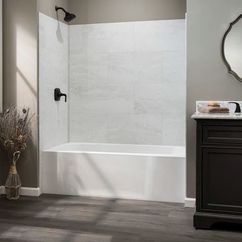 Laminate Shower Walls | Wayfair Tile Shower And Tub, Shower Tub Surround, Trailer Bathroom, Bathtub Surround, Tub Enclosures, Shower Inserts, Bathtub Walls, Shower Walls, Tub Surround