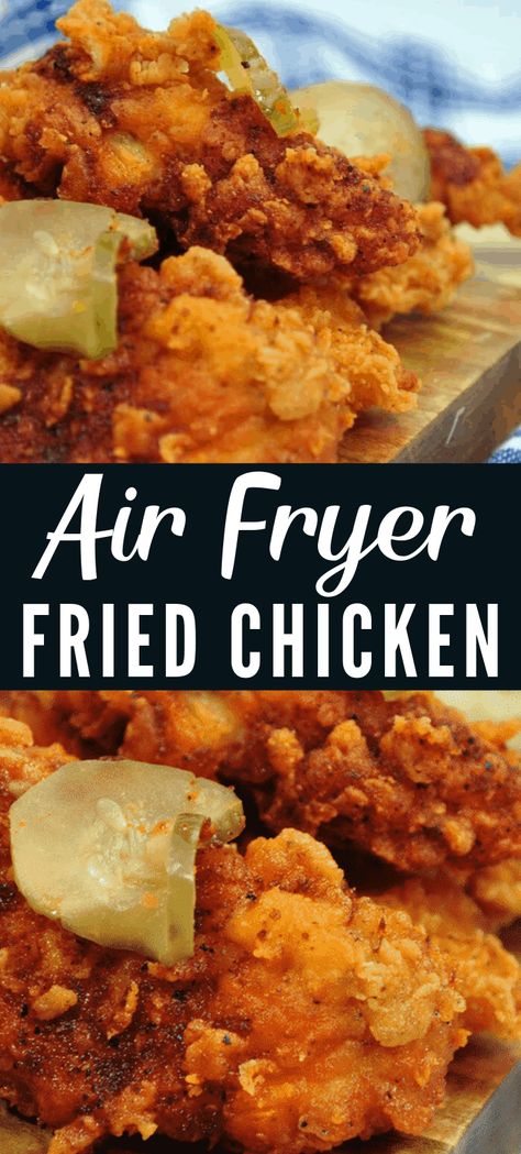 Fried Chicken In Airfryer, Air Fryer Fried Chicken No Buttermilk, Fried Chicken Airfryer, How To Make Fried Chicken In Air Fryer, Flourless Fried Chicken, Airfryer Chicken Breast Recipes, Air Fryer Chicken Breast Recipes, Ninja Oven, Airfryer Meals