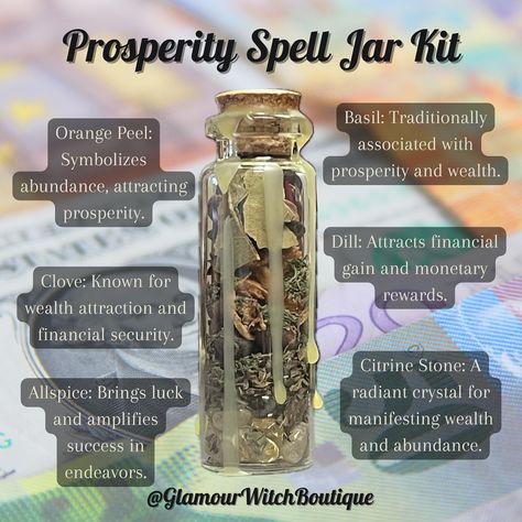 Spell jars are an easy spell to do, and can be packed with intention and meaning. What else would you add to this spell jar? #glamourwitchboutique #prosperityspell #spelljars #metaphysicalboutique Sweetener Jar Spell, Spell Jar For Success, Success Spell Jar, Glamour Witch, Money Candle Spell, Forest Crafts, Money Jar, Prosperity Spell, Beauty Spells