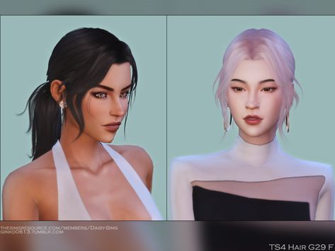 TS4 Female Hair G29 | Ginko Sims on Patreon Short Hair Ponytail, Short Ponytail, Sims 4 Tsr, Mod Hair, Pelo Sims, Sims 4 Teen, Female Hair, Sims Four, Sims4 Clothes