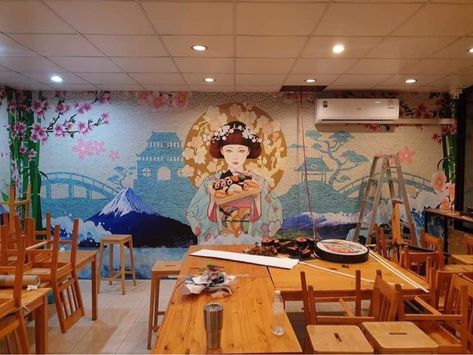 Paintings On Wall, Restaurants London, Bubble Tea Shop, Inspiring Wallpaper, Sushi Design, Shabu Shabu, Tea Cafe, London Restaurants, Mobile Bar