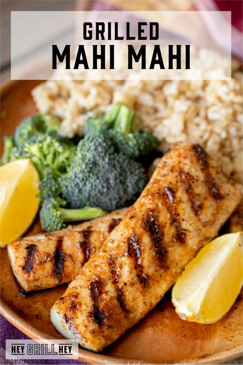 Coated with a blackened seasoning and grilled to perfection, this Grilled Mahi Mahi is an amazingly delicious piece of fish that is simple, satisfying, and ready in under 30 minutes! Mahi Mahi Recipes Baked, Grilled Mahi Mahi, Mahi Mahi Recipes, Hey Grill Hey, Grilled Seafood Recipes, Fish Dinner Recipes, Blackened Seasoning, Seafood Entrees, Traeger Recipes