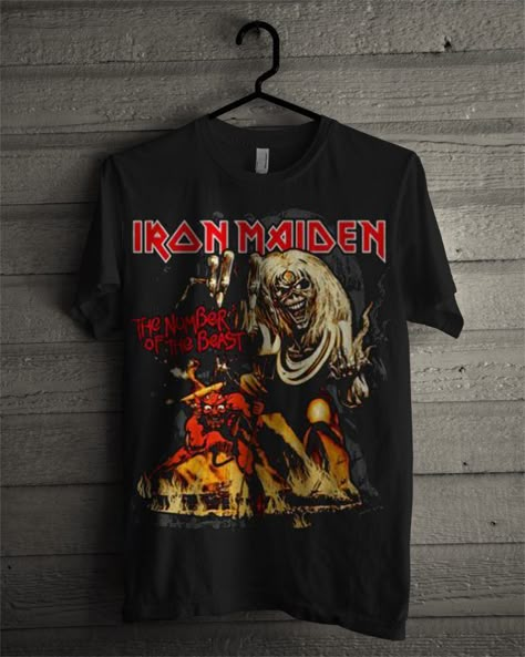 Iron Maiden The Number Of The Beast T Shirt Metal Tshirts, Rock Tshirts, Metal Band Tshirt, Camisa Rock, Vintage Metal Band Shirt, Metal Shirt, Iron Maiden Shirt, Iron Maiden Shirt For Women, Heavy Metal T Shirt