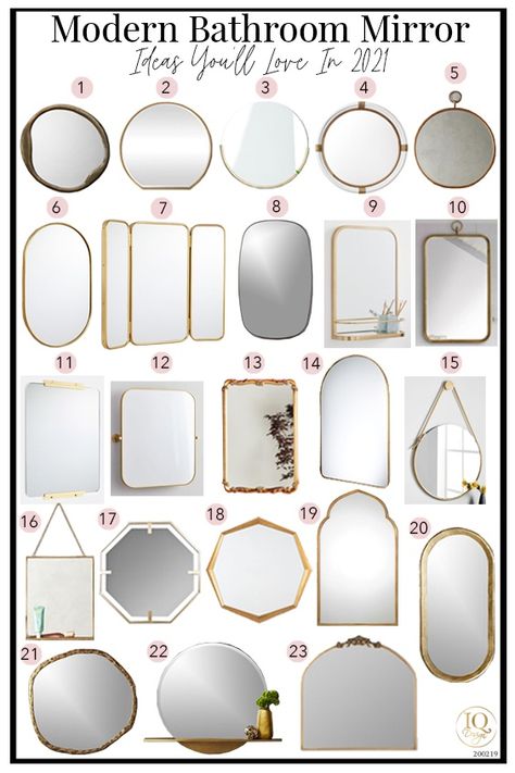 modern-bathroom-mirror-ideas Powder Room Mirror Ideas, Bathroom Vanity Mirror Ideas, Vintage Bathroom Mirrors, Unique Bathroom Mirrors, Master Bath Mirror, Small Bathroom Mirrors, Bathroom Recessed Lighting, Powder Room Mirror, Large Bathroom Mirrors