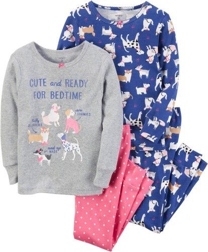 Carters Little Girls -pc. Ready For Bedtime Dog Pajama Set Infant Pajamas, Cotton Pjs, Toddler Pants, Toddler Pajamas, Girls Sleepwear, Infant Girls, Carters Girl, Bed Size