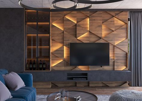 Wpc Louvers, Tv Room Decor, Wall Unit Designs, Tv Unit Furniture Design, Tv Cabinet Design, Tv Unit Interior Design, Modern Tv Wall, Modern Tv Units, Wall Tv Unit Design