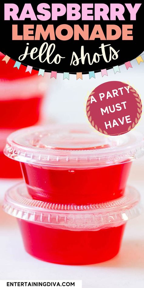 Raspberry Lemonade Jello Shots (a Party Must-have) | Recipes Raspberry Jello Shots Recipes, Sugar Free Jello Shots, Raspberry Jello Shots, Summer Jello Shots, Blue Hawaiian Jello Shots, Strawberry Margarita Jello Shots, Lemonade Jello Shots, Jello Shots Vodka, Raspberry Jello