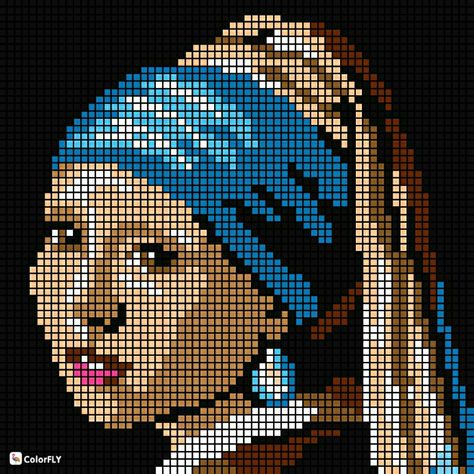 Mona Lisa Cross Stitch, Pixel Art Famous Painting, Pixel Art Mona Lisa, Mona Lisa Pixel Art, Hama Art, Modele Pixel Art, Girl With A Pearl Earring, Beaded Flowers Patterns, Stitch Jewelry