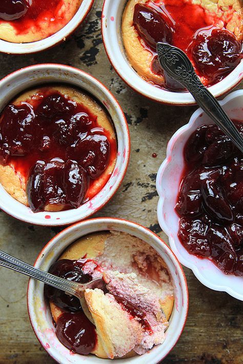 Baked Ricotta with Orange Blossom Cherry Sauce Recipe. You had me at Orange Blossom Cherry Sauce ... Cherry Sauce Recipe, Sour Cherry Recipes, Fudge Caramel, Mediterranean Desserts, Baked Ricotta, Cherry Sauce, Blossom Cherry, Ricotta Recipes, Healthy Sweet Snacks