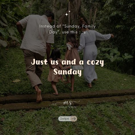 PART 42 — instead of “Sunday, Family Day ”, use these: 🥰 🏷️ #family #fam #sunday #caption #captionideas #notes #instagramtips #randomideas #fyp #margesn Sunday Family Day, Family Day, Instagram Tips, Quick Saves