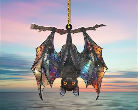 Gothic Bat Suncatcher, Stained Glass Bat Acrylic Suncatcher, Spooky Bat Window Hanging, Halloween and Fall Decoration, Gothic Bat Hanging -  #Acrylic #Bat #Decoration #Fall #Glass #Gothic #Halloween #Hanging #Spooky #Stained #Suncatcher #Window Bat Hanging, Hanging Bat, Fall Decoration, Faux Stained Glass, Fall Halloween Decor, First Halloween, Car Decoration, Halloween Fall, Glass Ideas