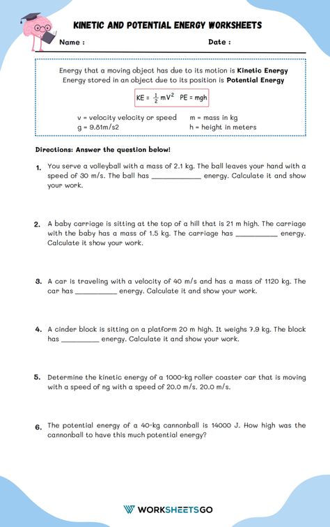 Energy Worksheets, Potential And Kinetic Energy, Phonics Puzzles, Kinetic And Potential Energy, Forms Of Energy, Addition Kindergarten, Energy Transformations, Math Multiplication, Potential Energy