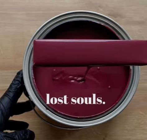 Dark Red Wall Color, Paint Shelf Ideas, Lost Souls Paint Color, Witchy Wall Colors, Trending Room Colors, Moody Paint Colors For Small Spaces, Goth Paint Colors, Whimsigoth Paint Colors, Goth Basement