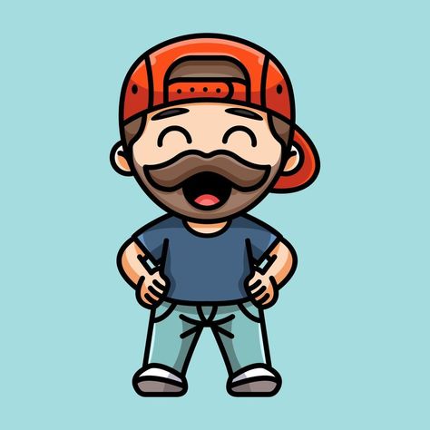 CUTE BEARDED MAN FOR CHARACTER, ICON, LOGO AND ILLUSTRATION. Beard Cartoon, Beard Logo, Character Icon, Beard Man, People Logo, Fox Logo, Horse Logo, Cartoon People, Bearded Man