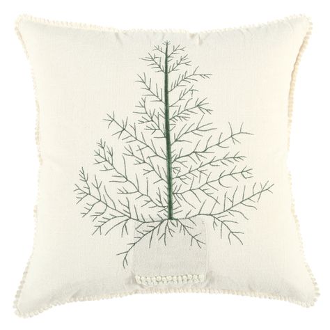 Contemporary Christmas Tree, Embroidery Pillows, Embroidered Tree, Contemporary Christmas Trees, Natural Throw Pillows, Fur Tree, Christmas Tree Pillow, Contemporary Christmas, Tree Pillow