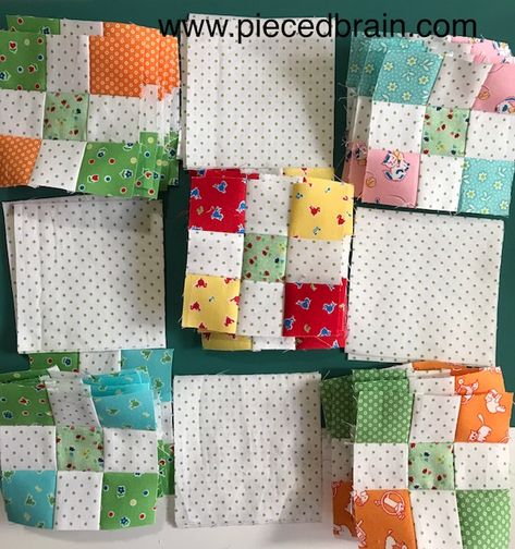 Double 9 Patch quilt - Pieced Brain Nine Patch Baby Quilt, Irish Chain Quilt, 9 Patch Quilt, Nine Patch Quilt, Miniature Quilts, Beginner Quilt Patterns, Crochet Quilt, Patchwork Quilt Patterns, Nine Patch