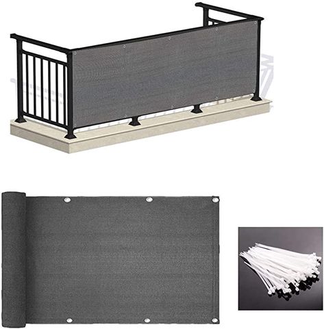 Amazon.com : LOVE STORY 3' x 16' Balcony Deck Privacy Screen Cover UV Protection Weather-Resistant 3 FT Height Charcoal Shield 88% : Garden & Outdoor Covered Balcony Ideas, Apartment Deck, Privacy Screen Deck, Balcony Privacy Screen, Patio Railing, Pool Porch, Privacy Fence Screen, Deck Privacy, Balcony Privacy