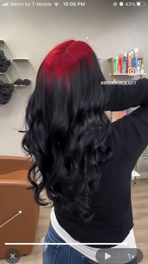 Red Black Ombre Hair, Red Hair With Black Ends, Red Hair With Black, Black Roots Red Hair, Black Ombre Hair, Red Black Ombre, Black Hair Ombre, Red Roots, Reverse Ombre