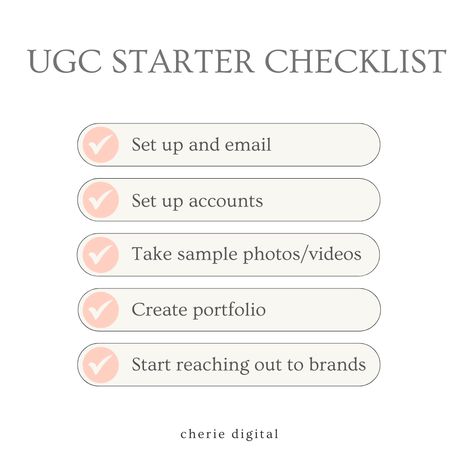 Ready to dive into UGC this month ? This UGC Starter Checklist covers everything you need to kickstart your content strategy and land brand deals! From setting up your profile to nailing those first campaigns, this guide is perfect for beginners and pros alike. Pin this for later and start building your UGC empire today! #UGC #ContentCreation #UGCStrategy #ContentMarketingTips #DigitalMarketing" Ugc Beginner Checklist, Ugc Creator Contract, Ugc Creator Checklist, How To Become A Ugc Content Creator, How To Be A Ugc Creator, Ugc Creator Rates, Brand Deals, Start Youtube Channel, Your Profile