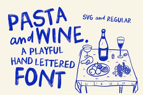 Pasta and Wine Bitmap SVG Font by Nicky Laatz on @creativemarket Food Font, Creative Market Fonts, Market Font, Signage Signs, Wine Svg, Typography Love, Beautiful Typography, Font Inspiration, Graphic Design Fonts