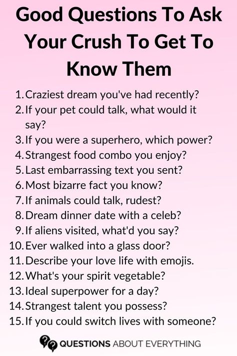 A list of questions to ask your crush! Questions For Your Crush, Questions To Ask Crush, Questions To Ask Your Crush, Crush Questions, Good Questions To Ask, Best Questions To Ask, Text Conversation Starters, Feeling Nervous, Cute Questions