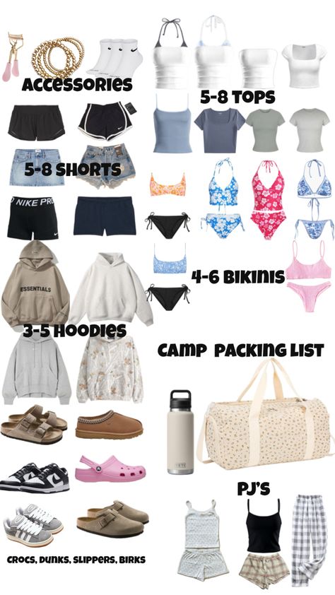 #camp #slayyy Packing List Summer Camp, Summer Camping Packing List, Summer Camp Essentials Packing Lists, Packing List For Summer Camp, School Camp Packing List, Summer Camp Tips, What To Pack For Camp, What To Pack For Summer Camp, Outfits For Summer Camp