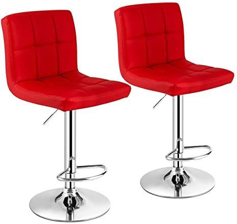 Set of 2 Adjustable Bar Stools PU Leather Swivel Kitchen Counter Pub Chair Red Bar stools Kitchen Island Bar Stool Modern Decor Swivel Chair Kitchen Set Stools for Kitchen Counter Bar Set Arm Chair Red Bar Stools, Pub Chairs, Red Bar, Bar Stools With Backs, Stools With Backs, Leather Bar Stools, Adjustable Bar Stools, Leather Bar, Home Restaurant